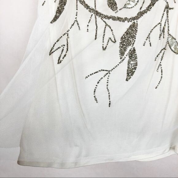 Halogen Beaded Mesh Tank Top Womens Small Fairy Chic Dressy Elegant Party Glam - Picture 5 of 6